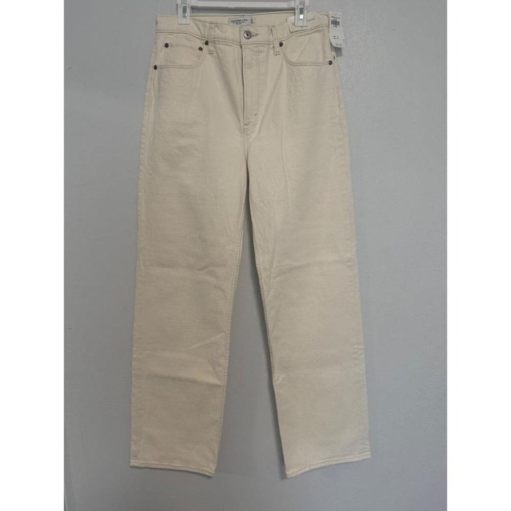 Abercrombie & Fitch The 90s Relaxed High Rise Jeans Beige Women's Size 31 Long - Picture 2 of 6